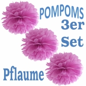 Pompoms Pflaume, 3 Stück