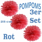 Pompoms Rot, 25 cm, 3 Stück