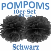 Pompoms Schwarz, 25 cm, 10 Stück