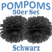 Pompoms Schwarz, 50 Stück
