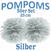 Pompoms Silber, 25 cm, 50 Stück