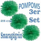 Pompom Smaragdgrün, 25 cm, 3 Stück