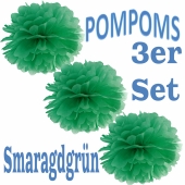 Pompom Smaragdgrün, 3 Stück