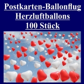 Postkarten, Ballonflugkarten Hochzeit Herzluftballons, 100 Stück