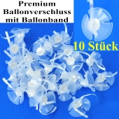 Premium Ballonverschlüsse mit Ballonbändern, 10 Stück