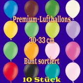 Premium-Qualität Luftballons, 30 - 33 cm, bunt sortiert, 10 Stück