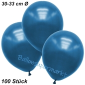 Premium Metallic Luftballons, Blau, 30-33 cm, 100 Stück