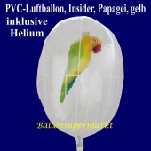 PVC-Folien-Luftballon, Papagei, gelb, Insider Ballon, inklusive Helium-Ballongas