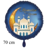 Ramadan Kareem Großer Luftballon aus Folie mit Helium-Ballongas, Satin de Luxe Blau
