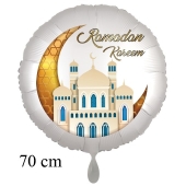 Ramadan Kareem Großer Luftballon aus Folie mit Helium-Ballongas, Satin de Luxe Weiß