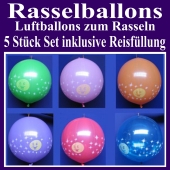 Rasselballons, Luftballons zum Rasseln, 5er Set mit Reis