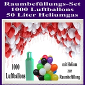 Raumbefüllungs-Set 1000 Luftballons, 2x50 Liter Heliumgas