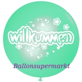 Riesen-Luftballon Willkommen, mintgruen, 75 cm, Willkommen auf dem riesigen Ballon