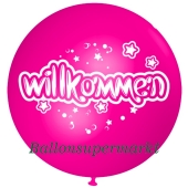 Riesen-Luftballon Willkommen, pink, 75 cm, Willkommen auf dem riesigen Ballon