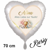 Riesiger Herzluftballon zur Taufe mit Namen personalisiert