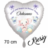 Riesiger Herzluftballon zur Taufe mit Namen personalisiert