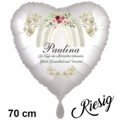 Riesiger Herzluftballon zur Taufe mit Namen personalisiert