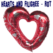 Großes Herz, Luftballon aus Folie, Hearts and Filigree