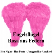 Rosa Engelsflügel aus Federn zu Hen Night, Hen Party und Junggesellinnenabschied