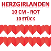 Rote Herzgirlanden, 10 Stück, 3 Meter, 10 cm Durchmesser