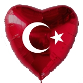 Türkische Flagge Luftballon aus Folie mit Helium-Ballongas, roter Herzballon