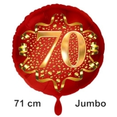 Großer Zahl 70 Luftballon aus Folie zum 70. Geburtstag, 71 cm, Rot/Gold, heliumgefüllt