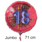 Großer Zahl 18 Luftballon aus Folie zum 18. Geburtstag, 71 cm, Rot/Blau, heliumgefüllt