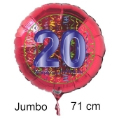 Großer Zahl 20 Luftballon aus Folie zum 20. Geburtstag, 71 cm, Rot/Blau, heliumgefüllt