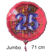 Großer Zahl 25 Luftballon aus Folie zum 25. Geburtstag, 71 cm, Rot/Blau, heliumgefüllt