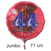 Großer Zahl 44 Luftballon aus Folie zum 44. Geburtstag, 71 cm, Rot/Blau, heliumgefüllt