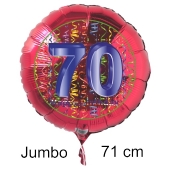 Großer Zahl 70 Luftballon aus Folie zum 70. Geburtstag, 71 cm, Rot/Blau, heliumgefüllt