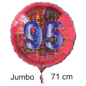 Großer Zahl 95 Luftballon aus Folie zum 95. Geburtstag, 71 cm, Rot/Blau, heliumgefüllt