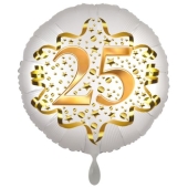 Satin Weiß/Gold Zahl 25 Luftballon aus Folie zum 20. Geburtstag, 45 cm, Satin Luxe