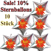Sale! 10 % 10 Stück silberne Sternballons zur Befüllung mit Luft, zu Werbeaktionen, Rabattaktionen, Schaufensterdekoration
