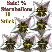 Sale! %, 10 Stück silberne Sternballons zur Befüllung mit Luft, zu Werbeaktionen, Rabattaktionen, Schaufensterdekoration