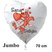 Großer Herzluftballon in Weiß "Sana Deliyim!"