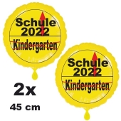 2 Luftballons aus Folie, Verkehrschild, gelb Schule 2022 - Kindergarten