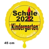Luftballon aus Folie, 45 cm, inklusive Helium, Satin de Luxe, weiß zur Einschulung: Schule 2022 - Kindergarten aus.