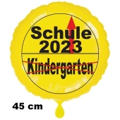 Luftballon aus Folie, 45 cm, inklusive Helium, Satin de Luxe, weiß zur Einschulung: Schule 2023 - Kindergarten aus.