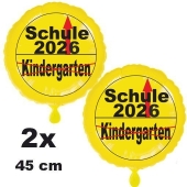 2 Luftballons aus Folie, Verkehrschild, gelb Schule 2026 - Kindergarten