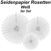 Große Seidenpapier Rosetten, weiß, 3 Stück-Set