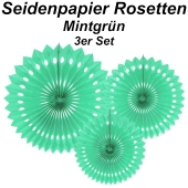 Stilvolle Seidenpapier Rosetten, mintgrün, 3 Stück-Set
