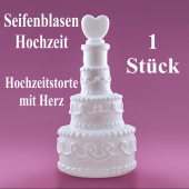 Seifenblasen Hochzeit, Wedding Bubbles Hochzeitstorte mit Herz weiß, 1 Stück