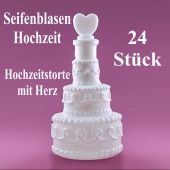 Seifenblasen Hochzeit, Wedding Bubbles Hochzeitstorte mit Herz weiß, 24 Stück