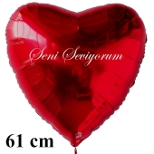 Herzluftballon in Rot "Seni Seviyorum" 61 cm groß