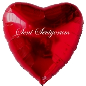 Herzluftballon in Rot "Seni Seviyorum"