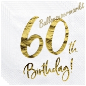 Servietten 60th Birthday Gold, zum 60. Geburtstag