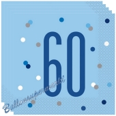 Servietten Blue & Silver Glitz 60 zum 60. Geburtstag