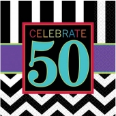 Geburtstags-Servietten Celebrate 50, zum 50. Geburtstag