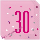 Servietten Pink & Silver Glitz 30 zum 30. Geburtstag